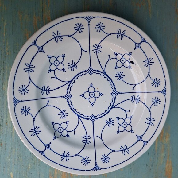 Vintage Stoneware Dishes Ironstone Staffordshire Plates Set England Blue Royal - Picture 11 of 16
